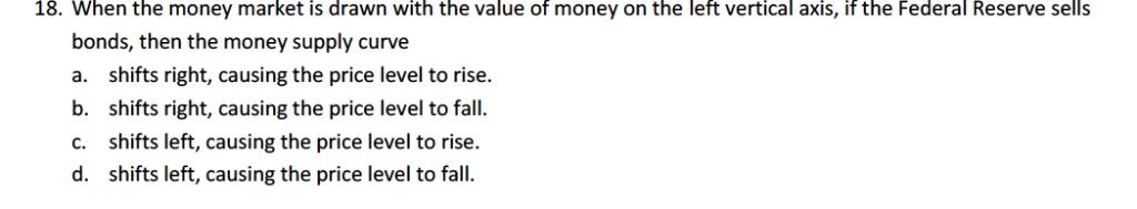 Solved 18 When The Money Market Is Drawn With The Value Of Chegg