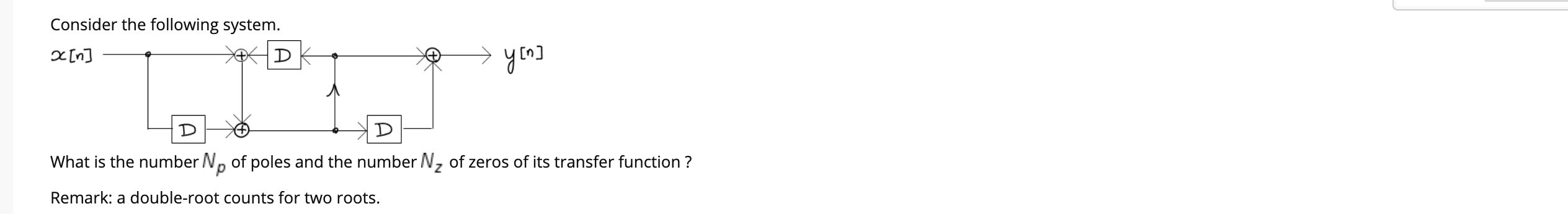 Solved Consider the following system. [n] D yen ] What is | Chegg.com