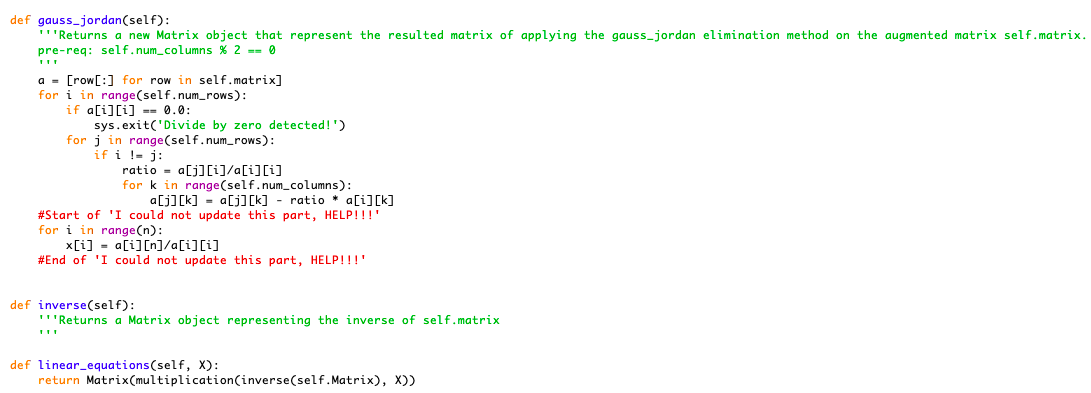 From tabulate import tabulate class Matrix(): def | Chegg.com | Chegg.com