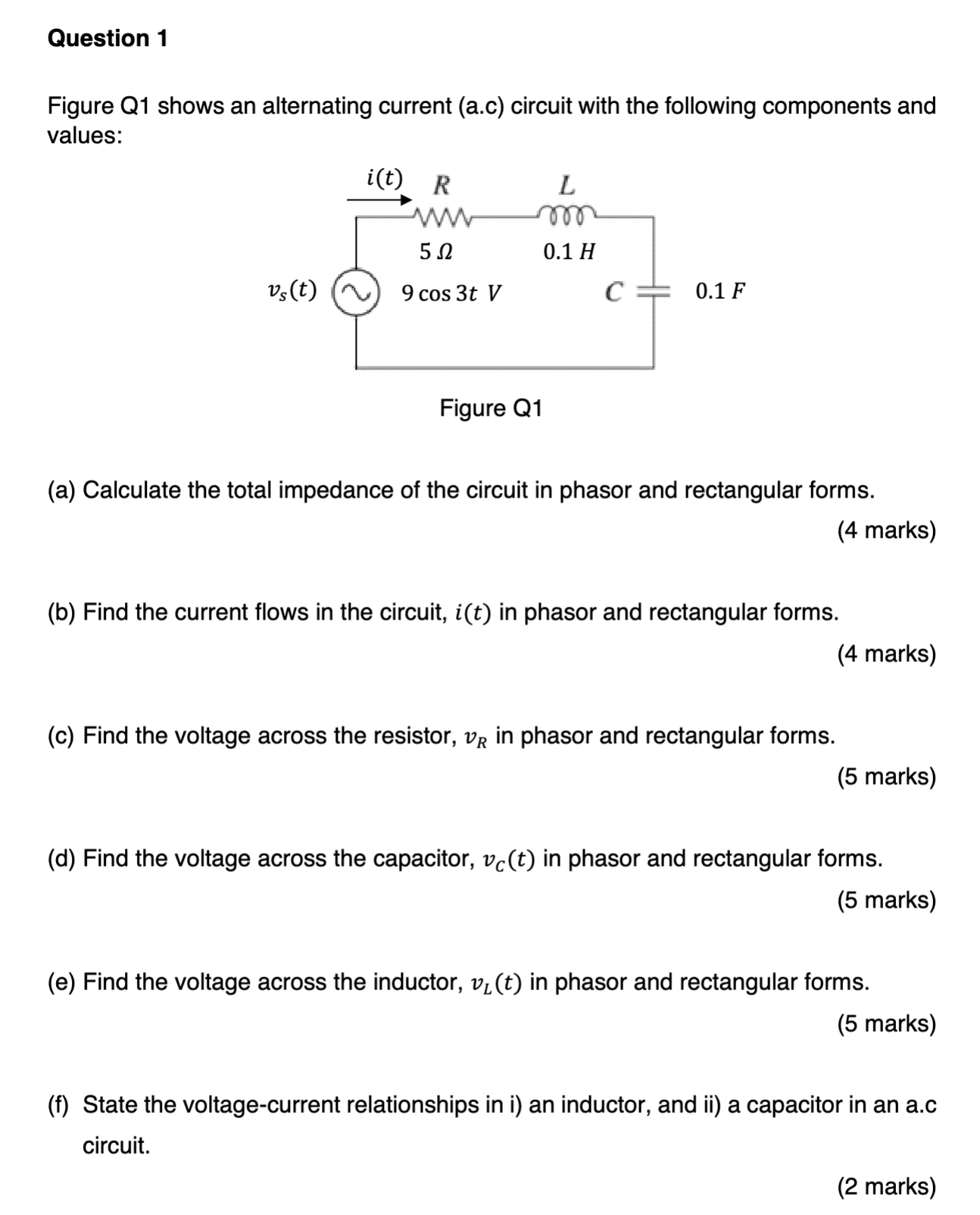 Solved Figure Q1 Shows An Alternating Current (a.c) Circuit | Chegg.com