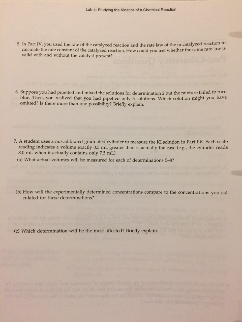 Solved name section date Post-Laboratory Questions (Use the | Chegg.com