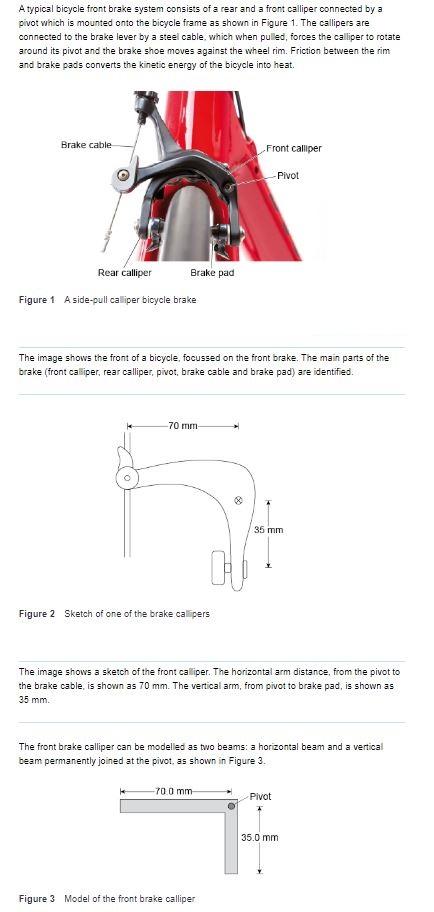 A typical bicycle front brake system consists of a | Chegg.com