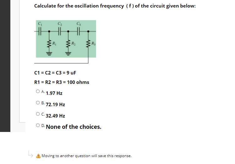 Solved Calculate for the oscillation frequency (f) of the | Chegg.com