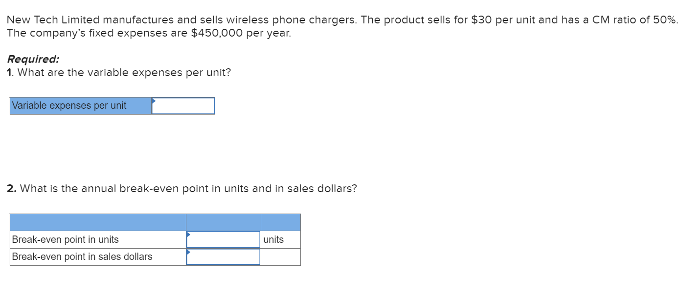 Solved New Tech Limited manufactures and sells wireless | Chegg.com