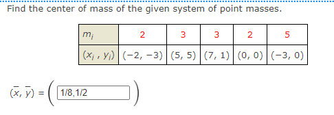 Solved Find the center of mass of the given system of point | Chegg.com