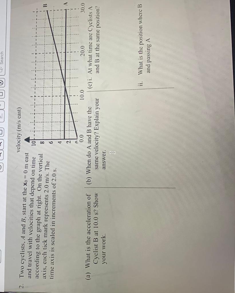 Solved Velocitv (m/s Exst ) Two Cyclists, A And B, Start At | Chegg.com