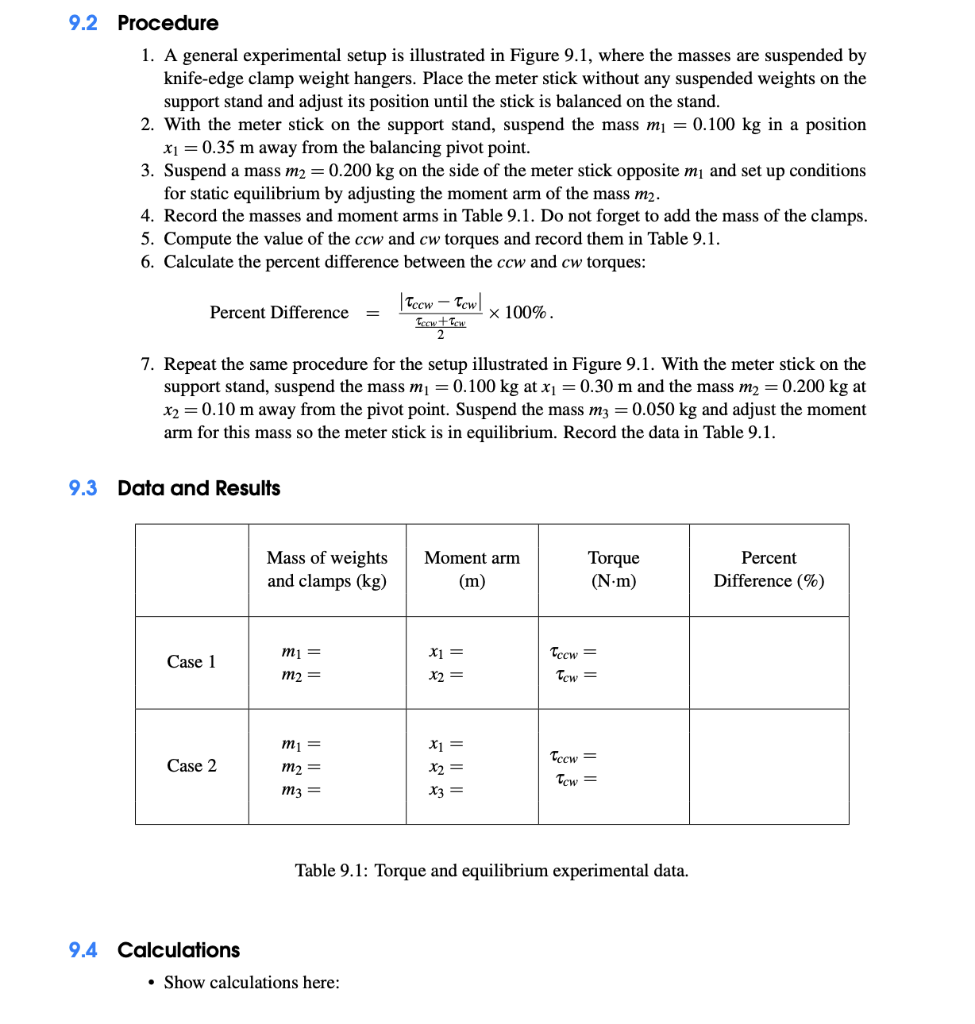 9.2 Procedure 1. A general experimental setup is | Chegg.com