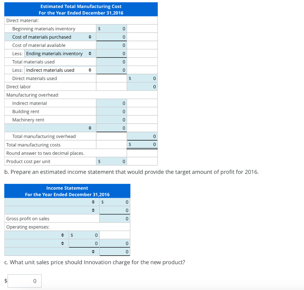 Solved Total Manufacturing Cost, Income Statement, Unit | Chegg.com