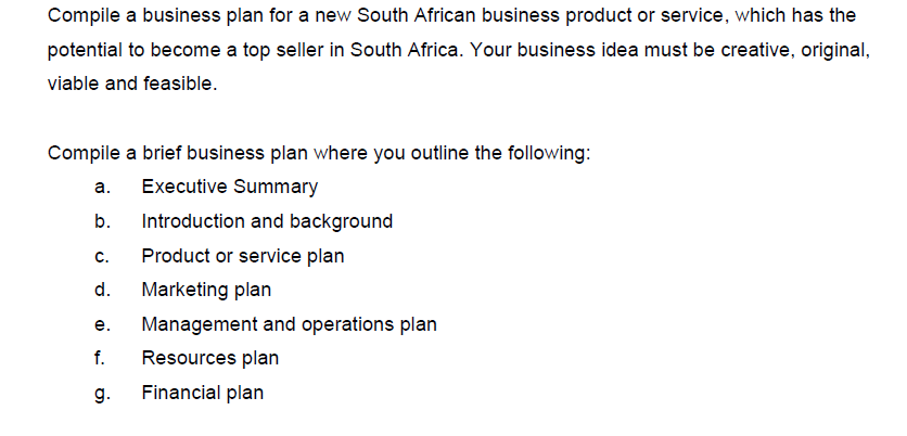 business plan for sa