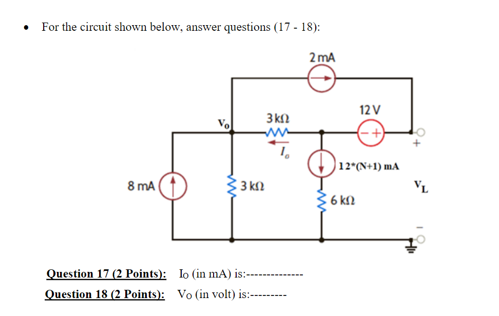 Solved For The Circuit Shown Below, Answer Questions (17 - | Chegg.com