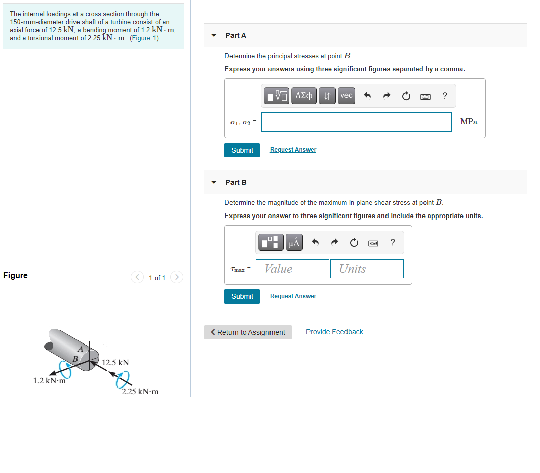 Solved The internal loadings at a cross section through the | Chegg.com