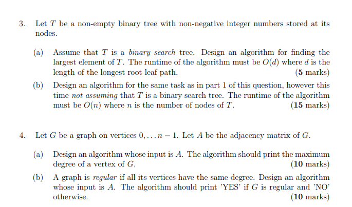 Solved 3. Let T be a non-empty binary tree with non-negative | Chegg.com