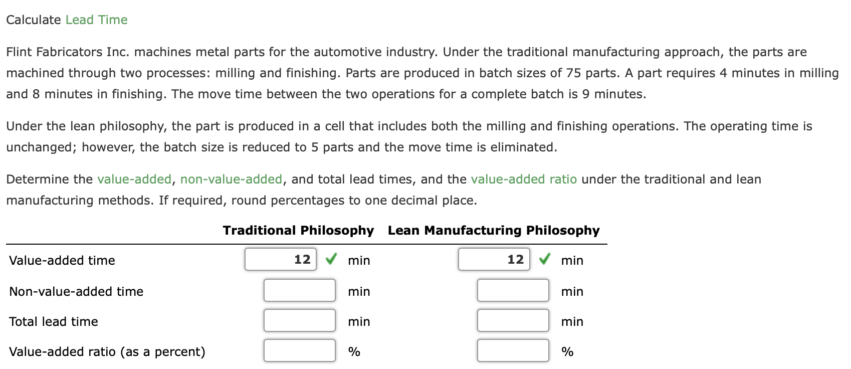 Solved Calculate Lead Time Flint Fabricators Inc Machines Chegg