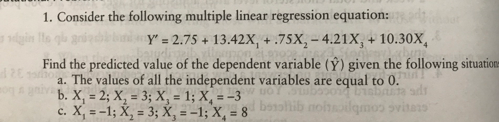Solved 1. Consider the following multiple linear regression | Chegg.com