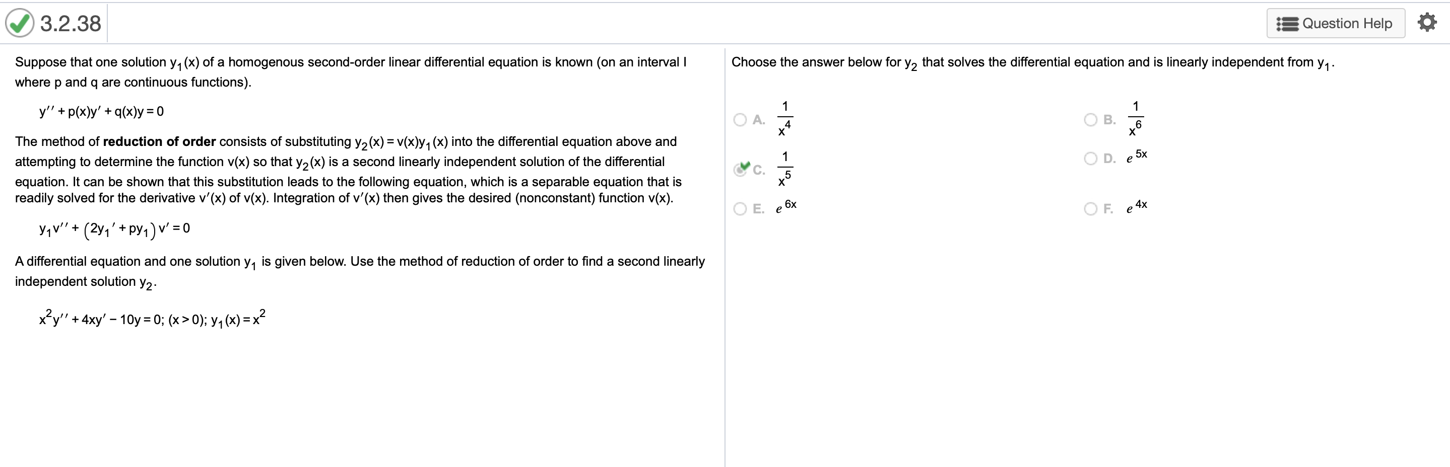 Solved Suppose That One Solution Y 1y1 X Of A Homogenou Chegg Com