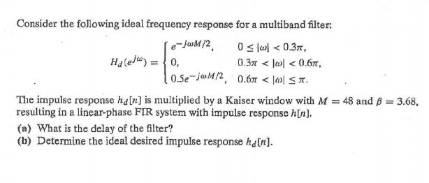 Solved Consider the following ideal frequency response for a | Chegg.com