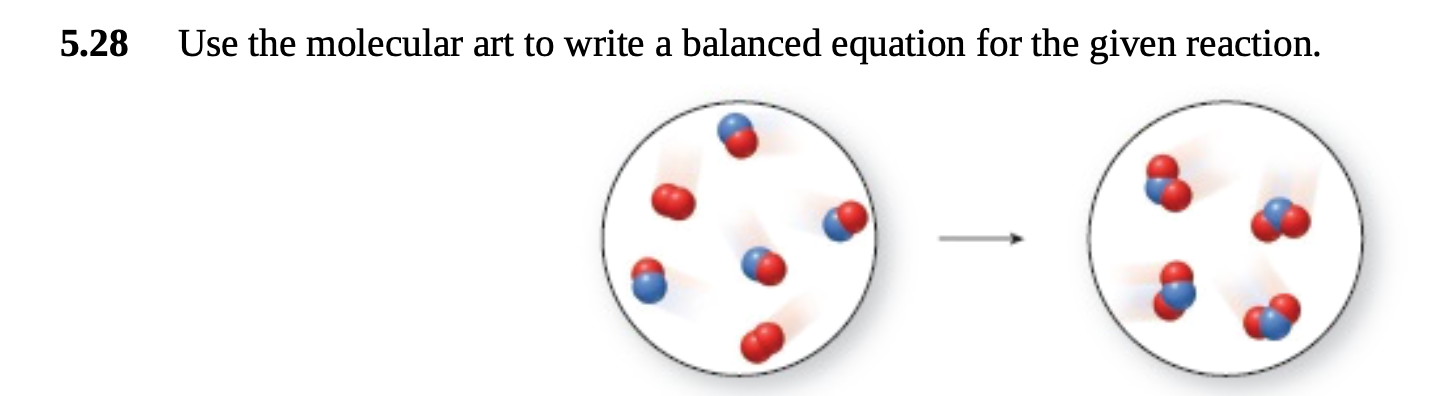 Use the molecular art to write a balanced equation for the given reaction.