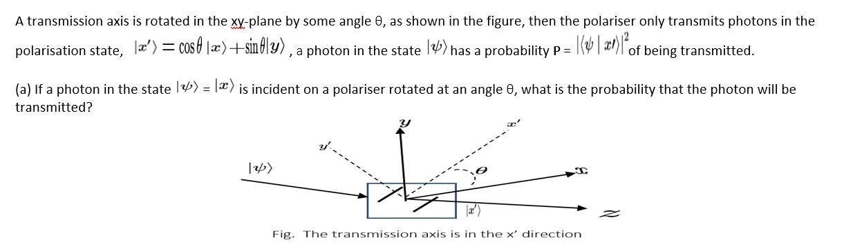 Solved A transmission axis is rotated in the xy-plane by | Chegg.com