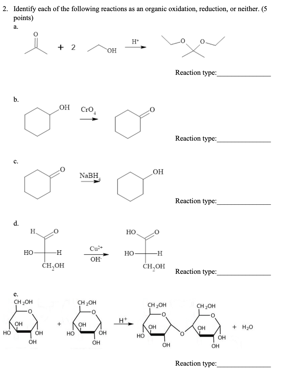 Solved 2. Identify each of the following reactions as an | Chegg.com