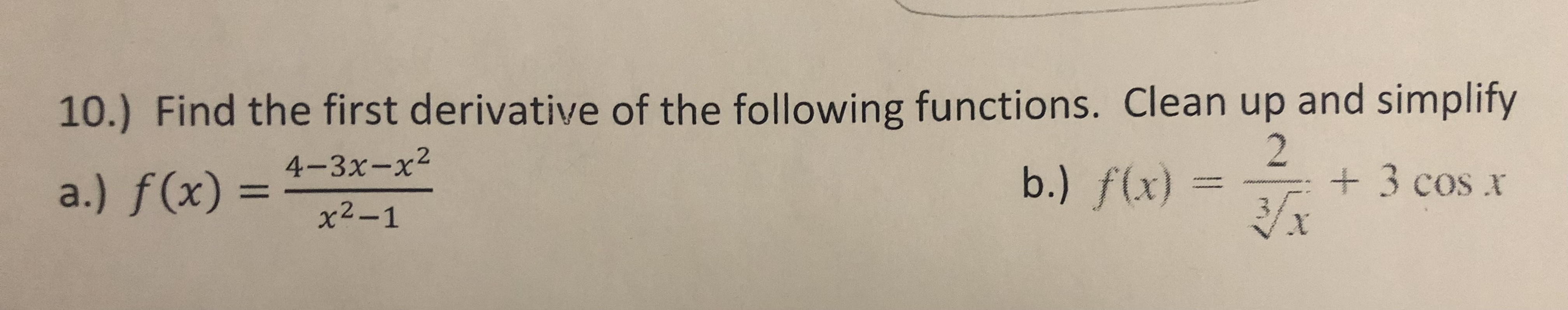 find the derivative of the following functions from first principle cosax