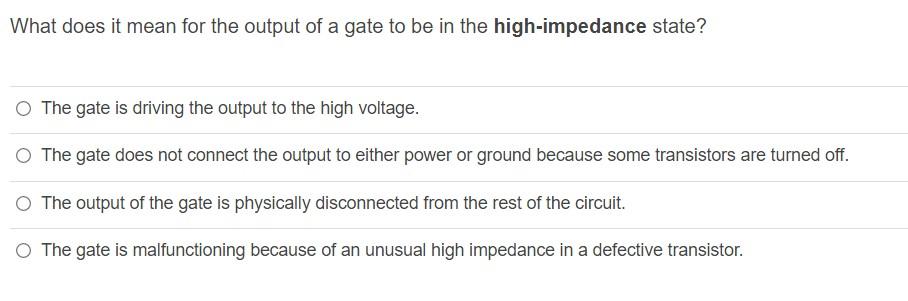 Solved What does it mean for the output of a gate to be in | Chegg.com