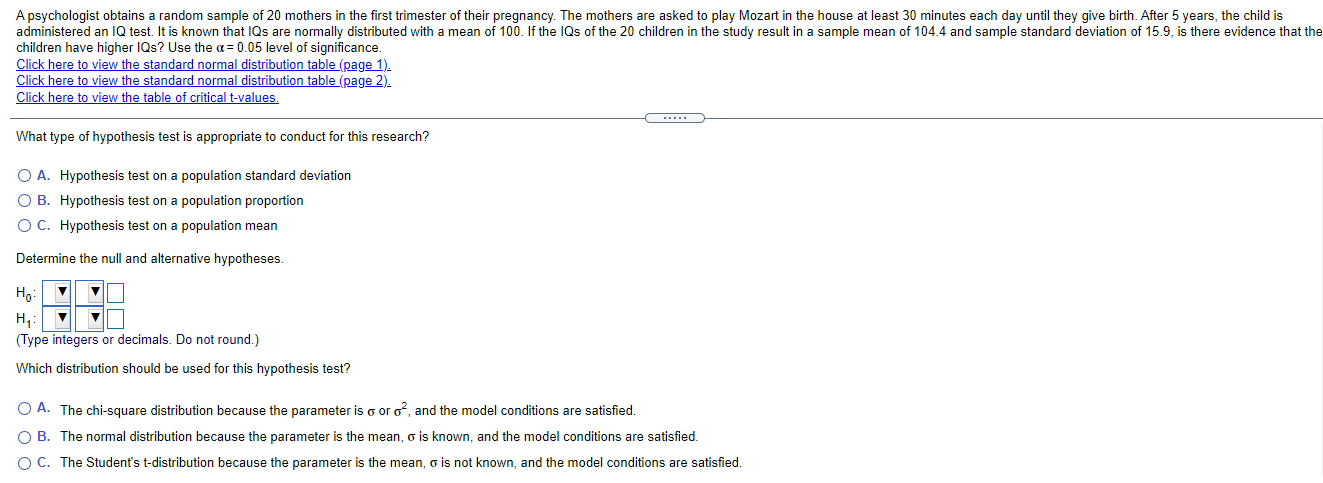 Solved A Psychologist Obtains A Random Sample Of 20 Mothers 