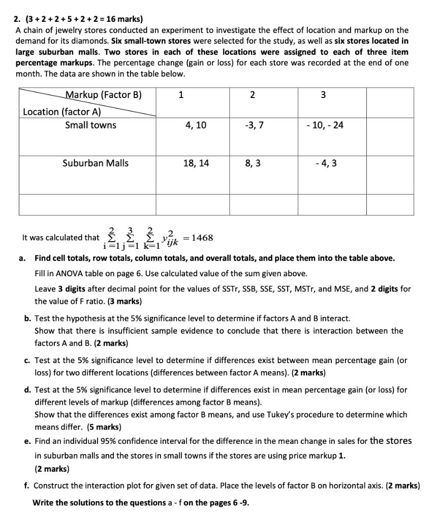 Solved ijk a. Fill in ANOVA table below. Use calculated | Chegg.com