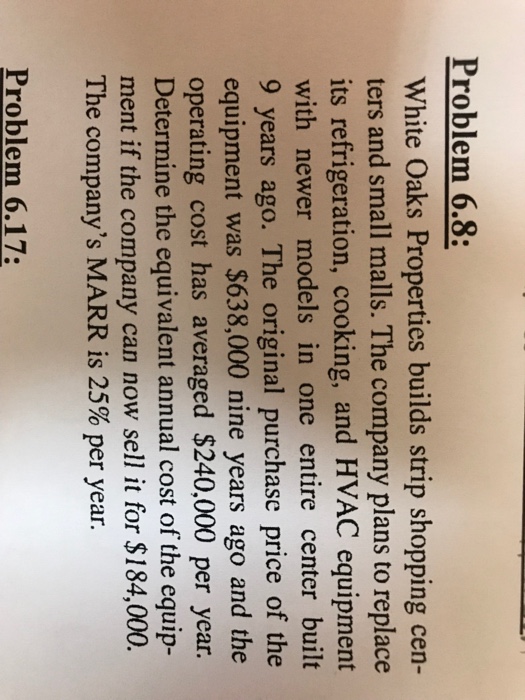 Solved Problem 6.8 White Oaks Properties builds strip