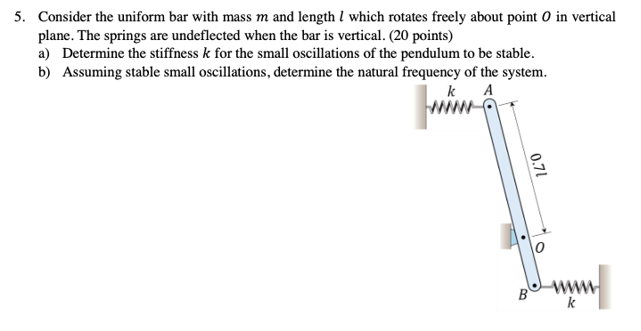 Solved 5. Consider the uniform bar with mass m and length 1 | Chegg.com