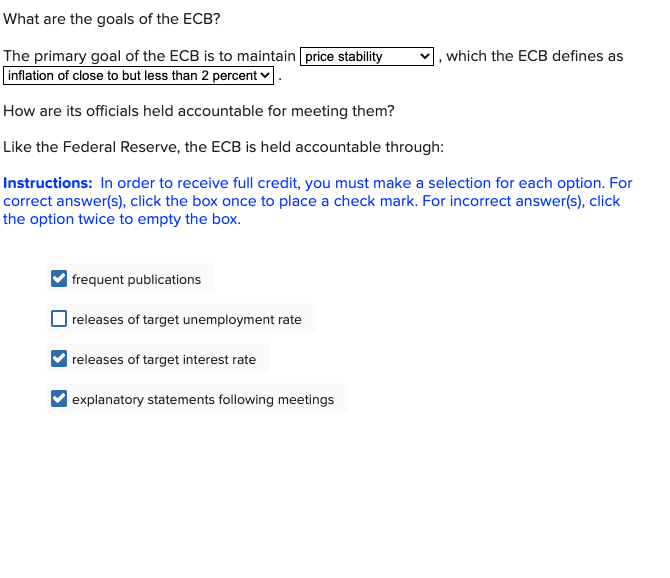 Solved What are the goals of the ECB? The primary goal of | Chegg.com