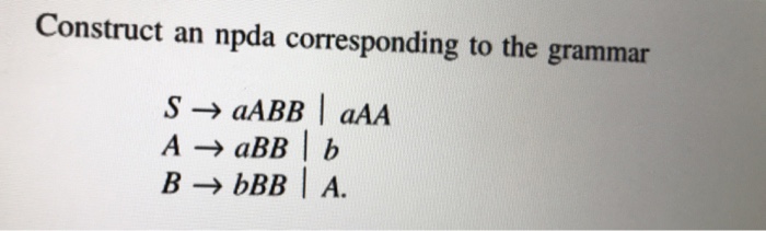 Construct An Npda Corresponding To The Grammar S → | Chegg.com