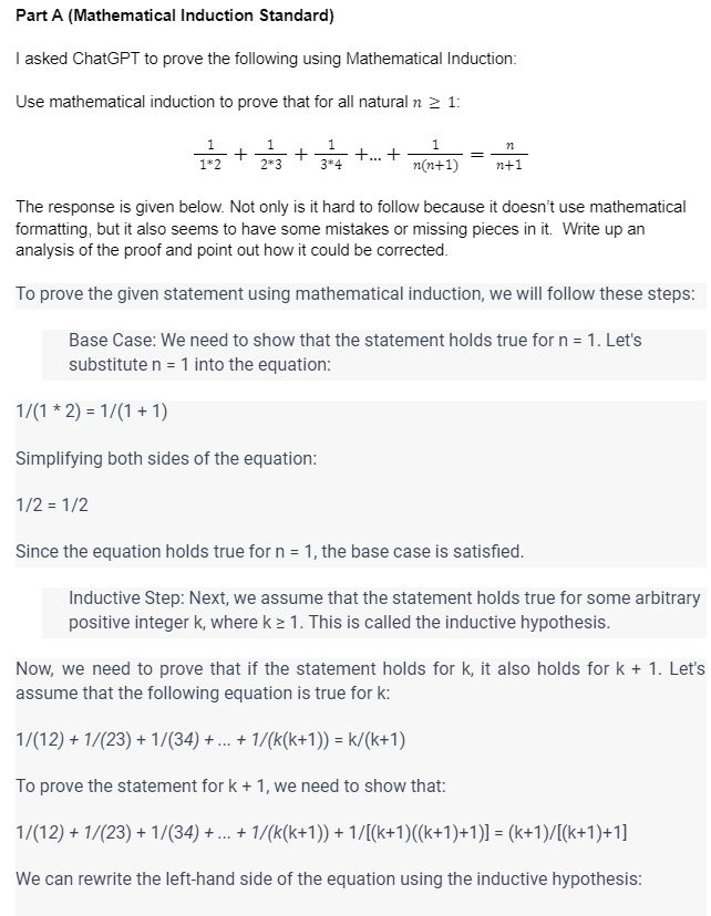 Solved Part A (Mathematical Induction Standard) I asked