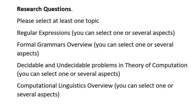 Solved Research Questions. Please select at least one topic | Chegg.com