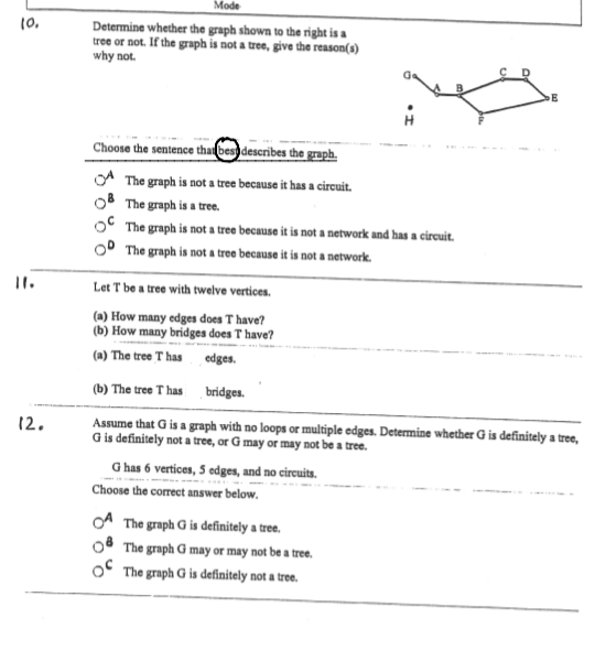 Solved Mode 10. Determine whether the graph shown to the | Chegg.com
