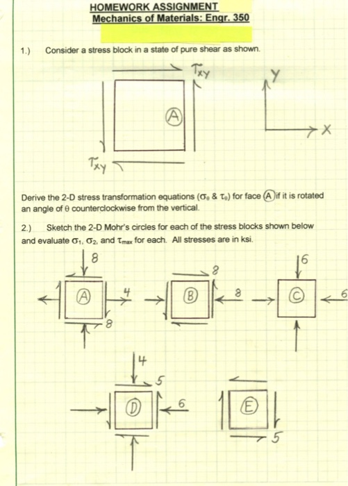 Solved HOMEWORK ASSIGNMENT Mechanics Of Materials: Engr. 350 | Chegg.com