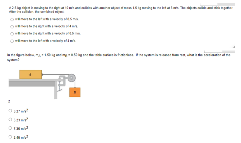Solved A 2.5-kg object is moving to the right at 10 m/s and | Chegg.com