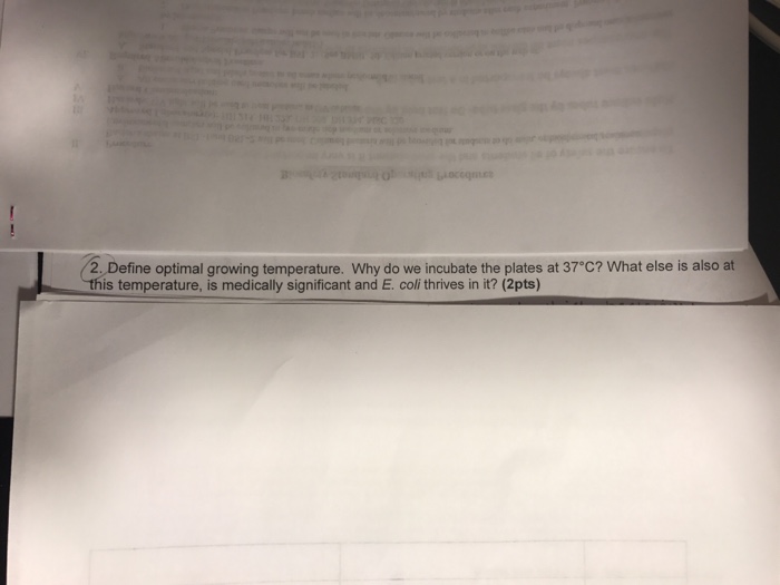 Solved Define optimal going temperature. Why do we incubate
