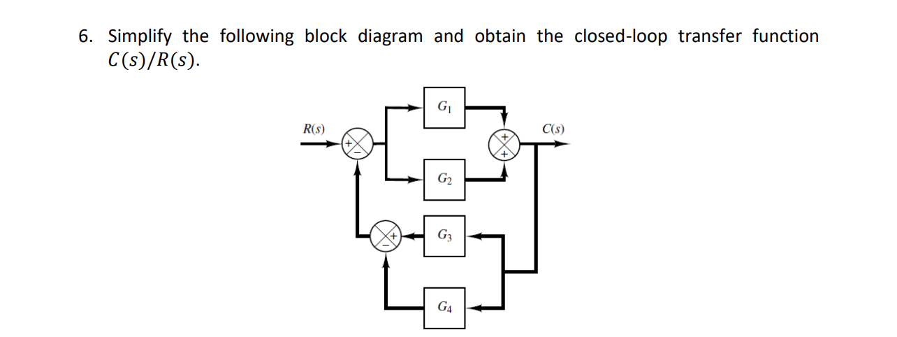 Solved 6. Simplify the following block diagram and obtain | Chegg.com