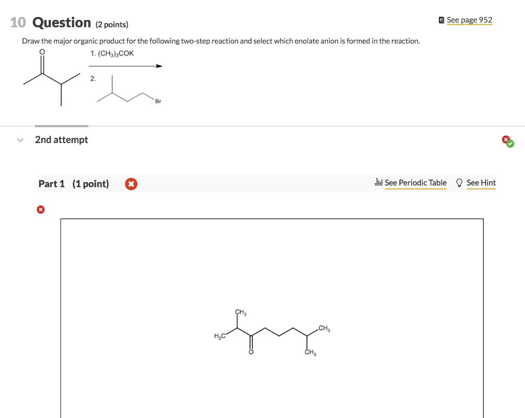 Solved 10 Question (2 points) e See page 952 Draw the major | Chegg.com