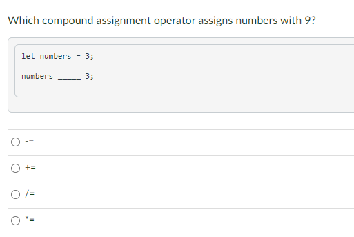 compound assignment operators quiz