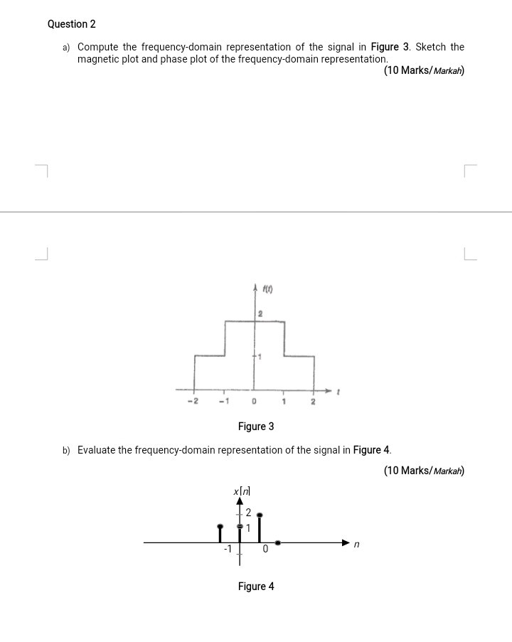 Solved Question 2 A) Compute The Frequency-domain | Chegg.com