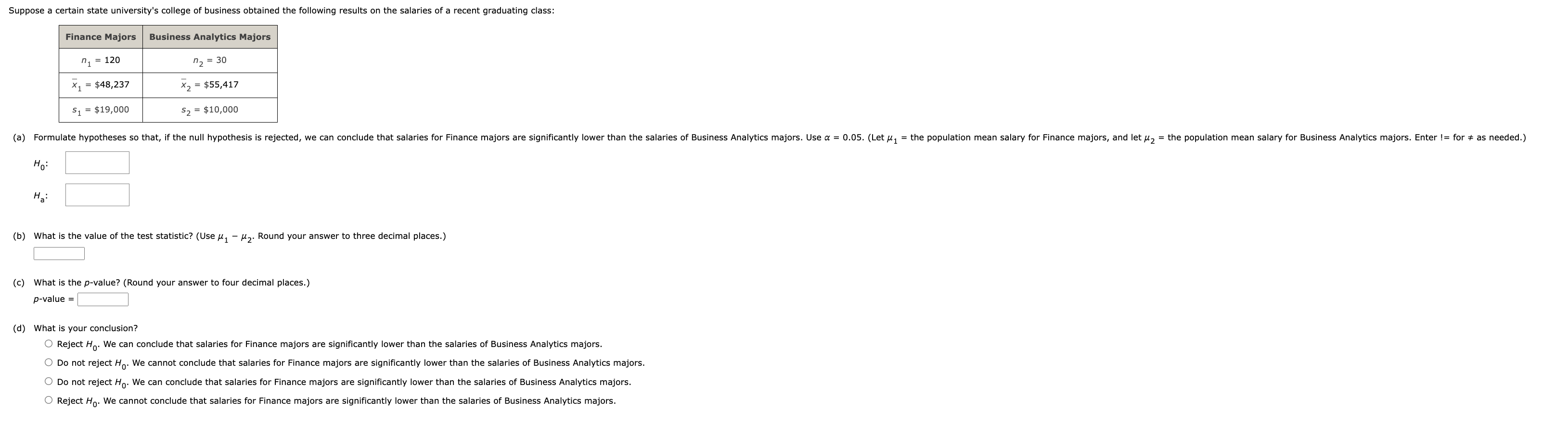 Solved (b) What Is The Value Of The Test Statistic? (Use | Chegg.com