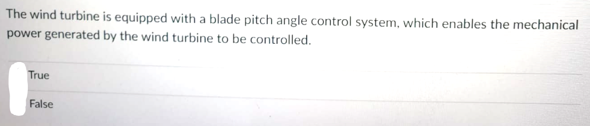 Solved The wind turbine is equipped with a blade pitch angle | Chegg.com