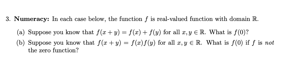 Solved 3 Numeracy In Each Case Below The Function F Is Chegg Com