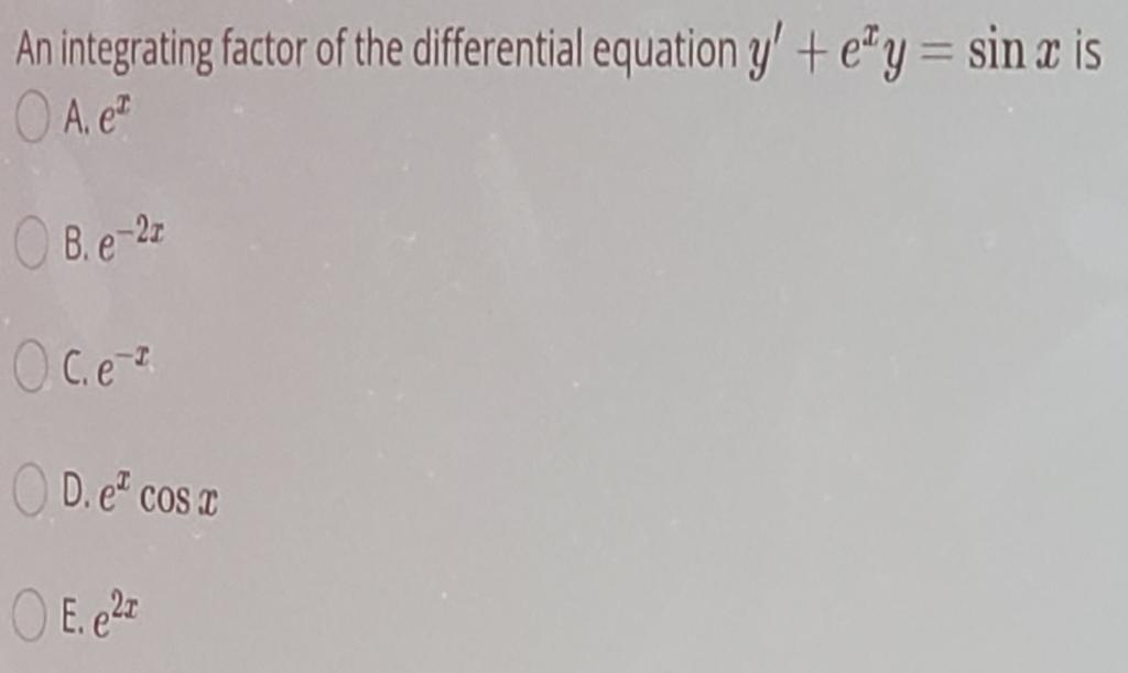 Solved An integrating factor of the differential equation | Chegg.com