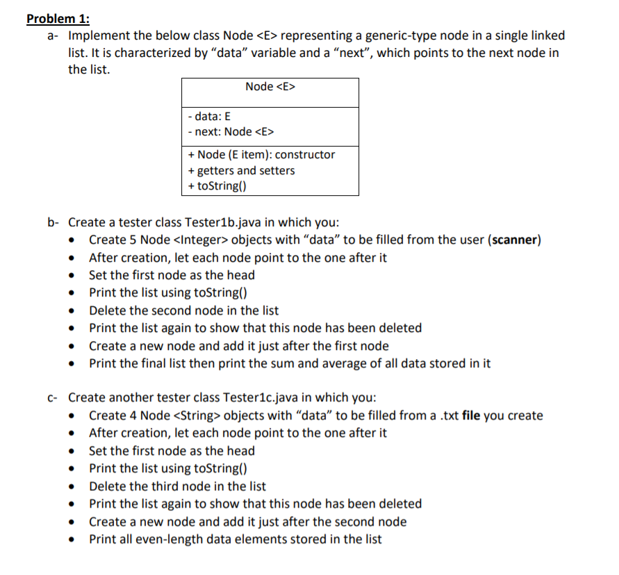 Solved Problem 1: a- Implement the below class Node | Chegg.com