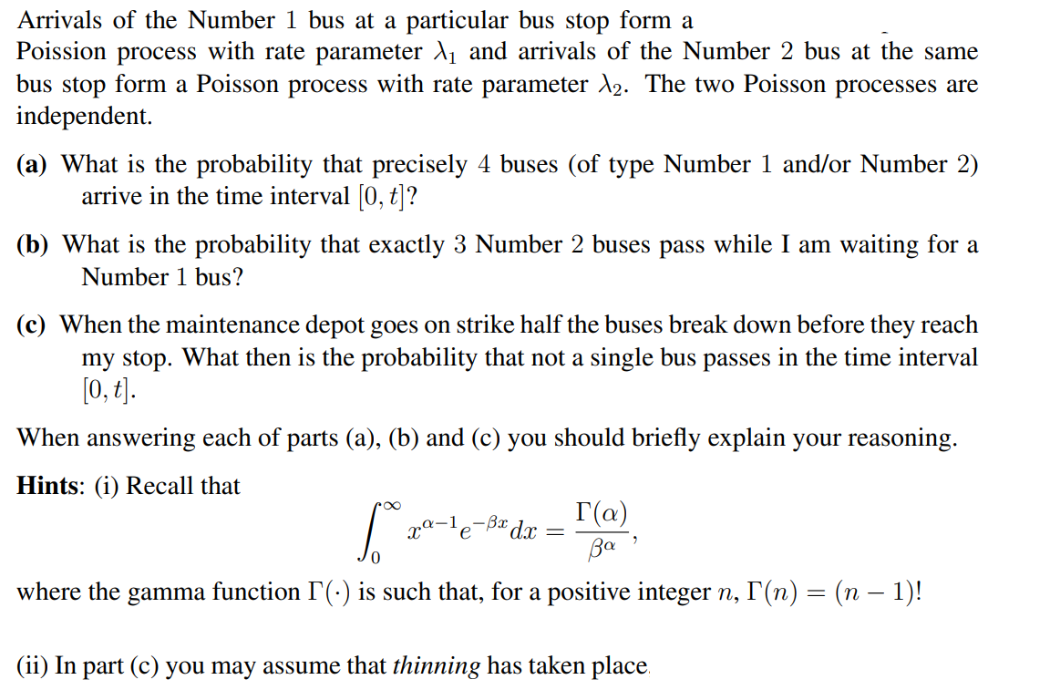 Solved Arrivals of the Number 1 bus at a particular bus stop | Chegg.com