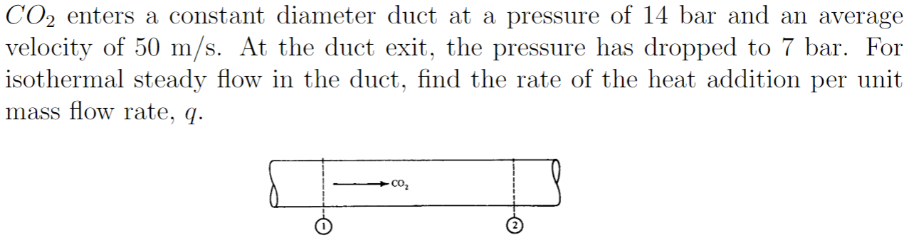 Solved CO2 enters a constant diameter duct at a pressure of | Chegg.com