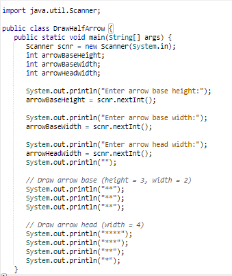 Solved This program outputs a downwards facing arrow | Chegg.com