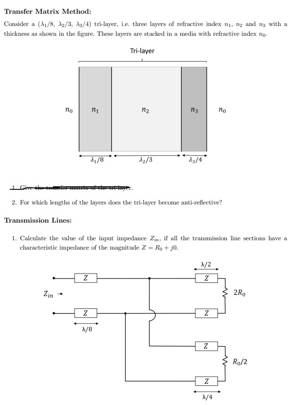 Solved Transfer Matrix Method: Consider a (λ1/8,λ2/3,λ3/4) | Chegg.com